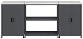 Conjunto de Armazenamento de Cozinha 3 pcs Cinzento-escuro