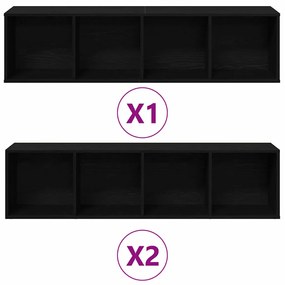 Estantes 3 pcs Carvalho Preto 36x30x143 cm Madeira engenheirada