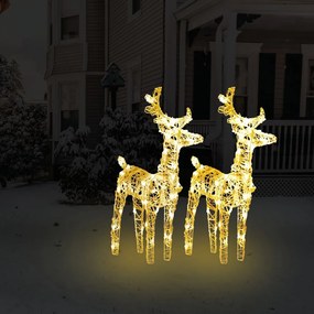 Renas de Natal 2 pcs 80 luzes LED acrílico branco quente