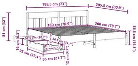 Cama sem colchão 180x200 cm madeira de pinho maciça