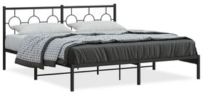 vidaXL Estrutura de cama em metal com cabeceira 180x200 cm preto