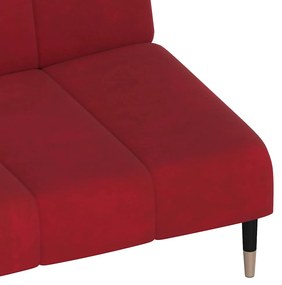 Sofá-cama de 2 lugares veludo vermelho tinto