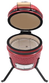 Churrasqueira/defumador Kamado 2-em-1 cerâmica 56 cm vermelho