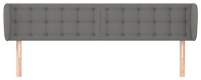 Cabeceira de cama c/ abas tecido 203x16x78/88cm cinzento-escuro