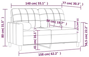 Sofá 2 lugares + almofadas decorativas 140cm tecido cinza-claro