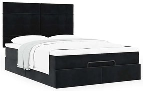 Estrutura de cama otomana com colchões 140x190 cm veludo preto