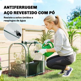 Mini Estufa com Bolsa de Plantação Estufa Pequena Portátil para Interior e Exterior 68x50x70 cm Verde