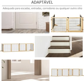 Barreira de Segurança para Cães de Madeira Dobrável para Cães Pequenos e Médios com 6 Painéis 432x36x70 cm Madeira
