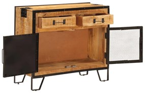 Aparador 80x31x66 cm madeira de mangueira áspera maciça e metal
