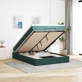 vidaXL Estrutura de cama otomana com colchão 140x200 cm verde escuro