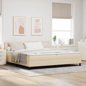 vidaXL Cama Box Spring com Colchão Creme 200x200 cm Tecido