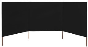 Para-vento com 3 painéis em tecido 400x120 cm preto