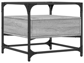 Mesa de centro c/ topo de vidro 50x50x45 cm cinza sonoma aço