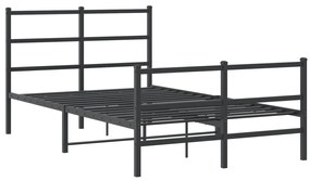 Estrutura de cama com cabeceira e pés 120x190 cm metal preto