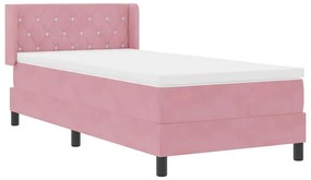 Camas Box Spring vidaXL com Colchão Rosa 90x200 cm Veludo