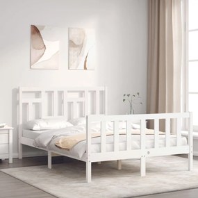 Cama sem colchão 140x200 cm madeira de pinho maciça branco