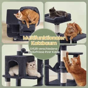 Arranhador para gatos com vários andares 45 x 35 x 112 cm cinzento esfumaçado