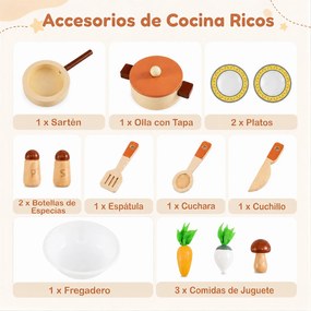 Cozinha Infantil de Brinquedo, 54 x 30,5 x 80,5 cm, Arrumação Integrada, Bege