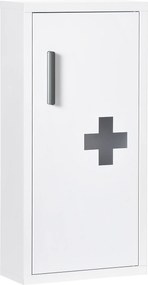 Kleankin Armário Farmácia Parede Aço 3 Níveis Porta Magnética Armazenamento Medicamentos Compacto 30x12x60 cm Branco Moderno | Aosom Portugal