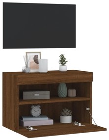 Móvel parede p/ TV c/ luzes LED 60x30x40 cm carvalho castanho