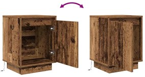 Mesas cabeceira c/ luzes LED 2 pcs 38x34x50 cm madeira velha