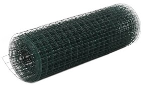 vidaXL Cerca arame galinheiro 10x0,5 m aço c/ revestimento PVC verde