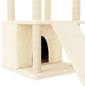 Árvore para gatos c/ postes arranhadores sisal 133 cm cor creme