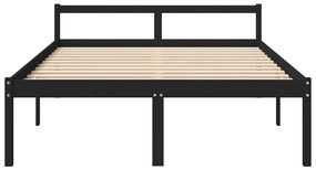 Cama para idosos king size 150x200 cm pinho maciço preto