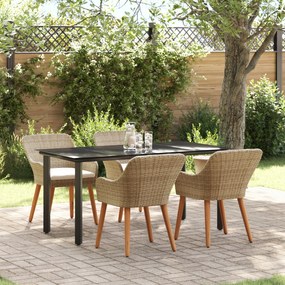vidaXL Conjunto de Jantar para Jardim de 5 Peças em Rattan Poly Bege
