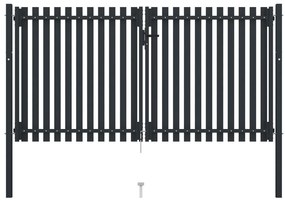 Portão de cerca com porta dupla 306x220 cm aço antracite