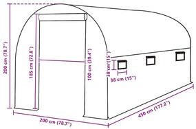 Cobertura de substituição p/ estufas 9 m² 200x450x200 cm verde