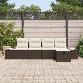 Conjunto de Sofás de Jardim de 5 peças com Almofadas Rattan Poliéster