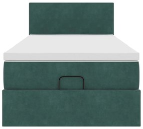 Estrutura de cama otomana vidaXL com colchão verde escuro Veludo