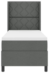 Cama Box Spring vidaXL com Colchão e LED Cinza Escuro 90x190 cm Tecido