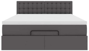 Cama otomana com colchões &amp; LEDs 140x200 cm couro artificial