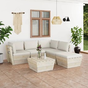 vidaXL 6 pcs conjunto lounge de paletes + almofadões madeira de abeto