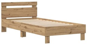 Estrutura de Cama vidaXL com Luzes LED Carvalho Artesanal 75x190 cm Ma