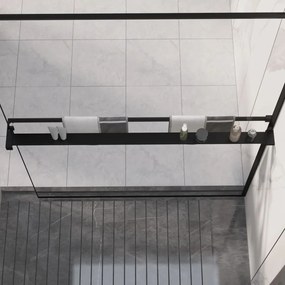 153619 vidaXL Prateleira duche p/ divisória chuveiro 118 cm alumínio preto