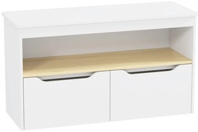 AIYAPLAY Organizador de Brinquedos Móvel de Arrumação Infantil com 2 Gavetas e Compartimento 80x30x45 cm Branco