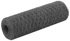 vidaXL Cerca arame galinheiro 25x0,5m aço c/ revestimento PVC cinzento