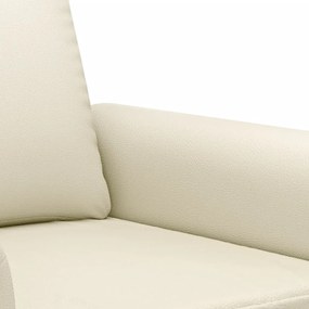 Sofá de 2 lugares 140 cm couro artificial cor creme