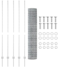 Cercas Euro com 10 Postes Prata 1,5x10 m Aço