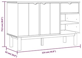 Aparador Sidney de 114 cm em Pinho Maciço - Branco/Madeira - Design Es