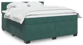 vidaXL Cama com molas/colchão 180x200 cm veludo verde-escuro