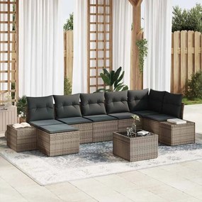 vidaXL Conjunto de Sofá de Jardim de 7 Peças com Almofadas Preto Rattan Sintético