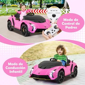 Carro Elétrico a Bateria 12V 4WD para Crianças com Controlo Remoto Luzes LED Som 3 Velocidades Rosa