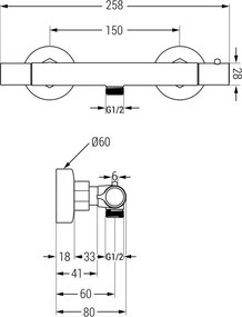 Mexen Slim Carl conjunto de duche de montagem exposta com chuveiro de teto e misturadora termostática, cromado - 77105240-00
