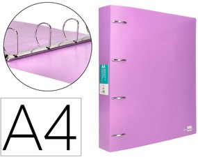 Pasta de 4 Aneis Mistos 40 mm Polipropileno Din A4 Lavanda Opaco