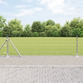 Cerca Euro com 13 Postes Flanged 0.4x50 m Aço Galvanizado