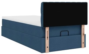 Cama otomana com colchão 100x200 cm tecido azul